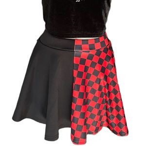 Mall Goth High-Waisted Two-Toned Pleated Skater Skirt